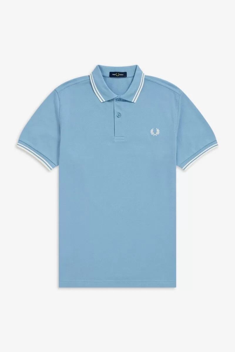 camisa fred perry m3600 para hombre azul cielo blanco nieve
