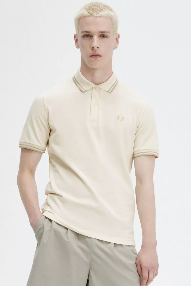 camisa fred perry m12 para hombre beige avena avena