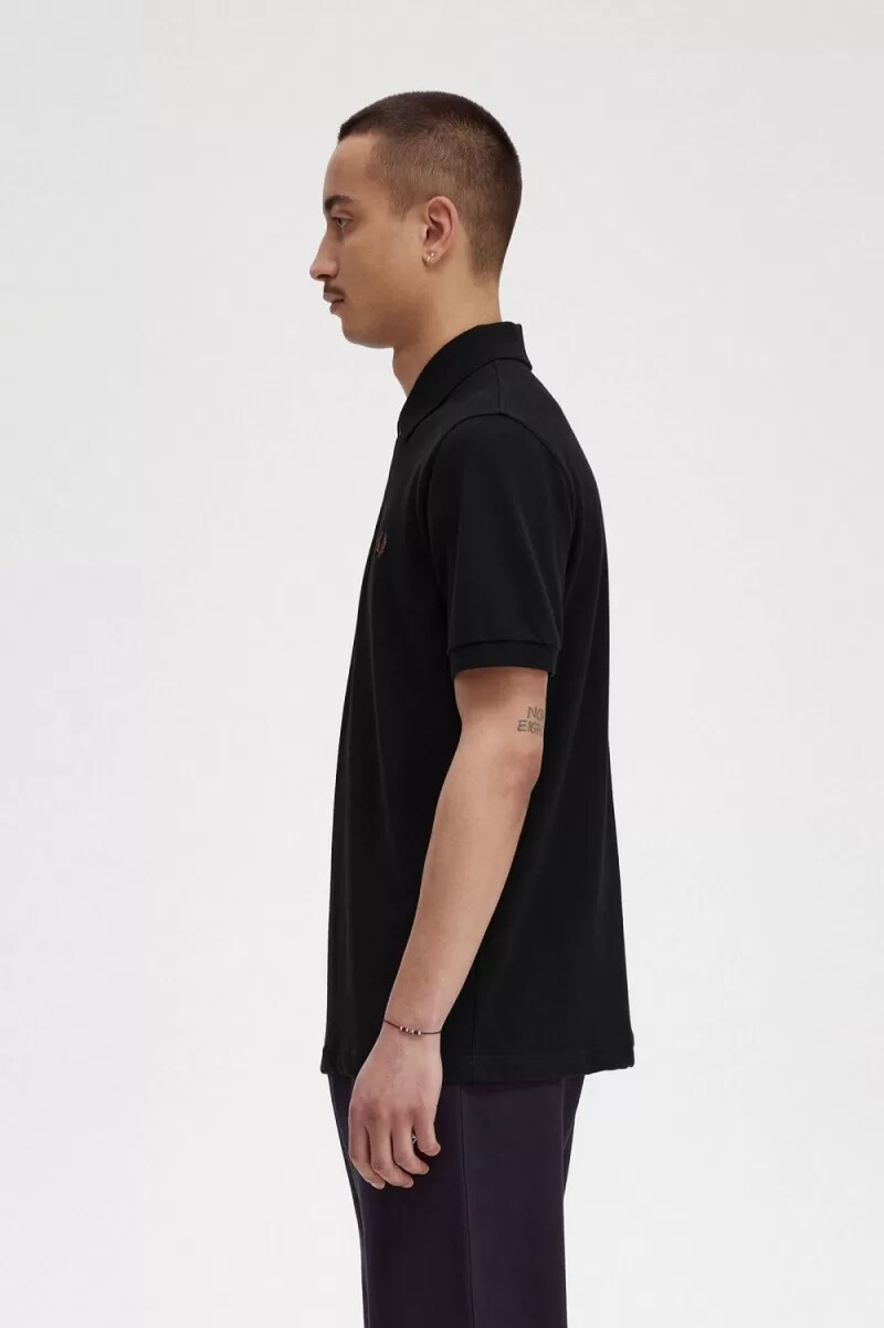camisa fred perry m3 para hombre color negro y marrón whisky
