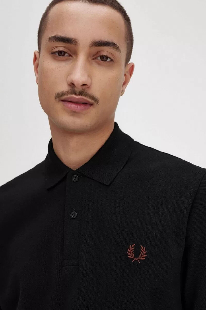 camisa fred perry m3 para hombre color negro y marrón whisky