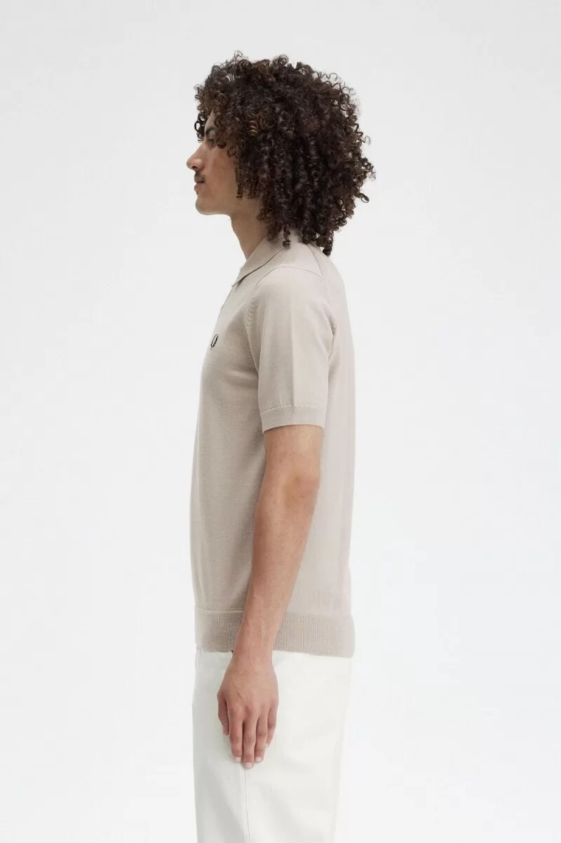 camisa clásica de punto fred perry para hombre color avena oscuro