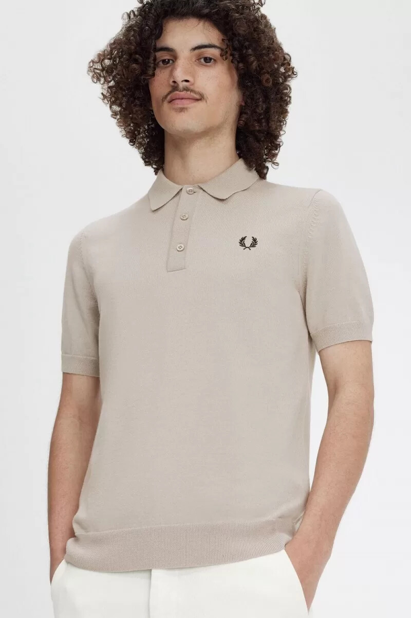 camisa clásica de punto fred perry para hombre color avena oscuro