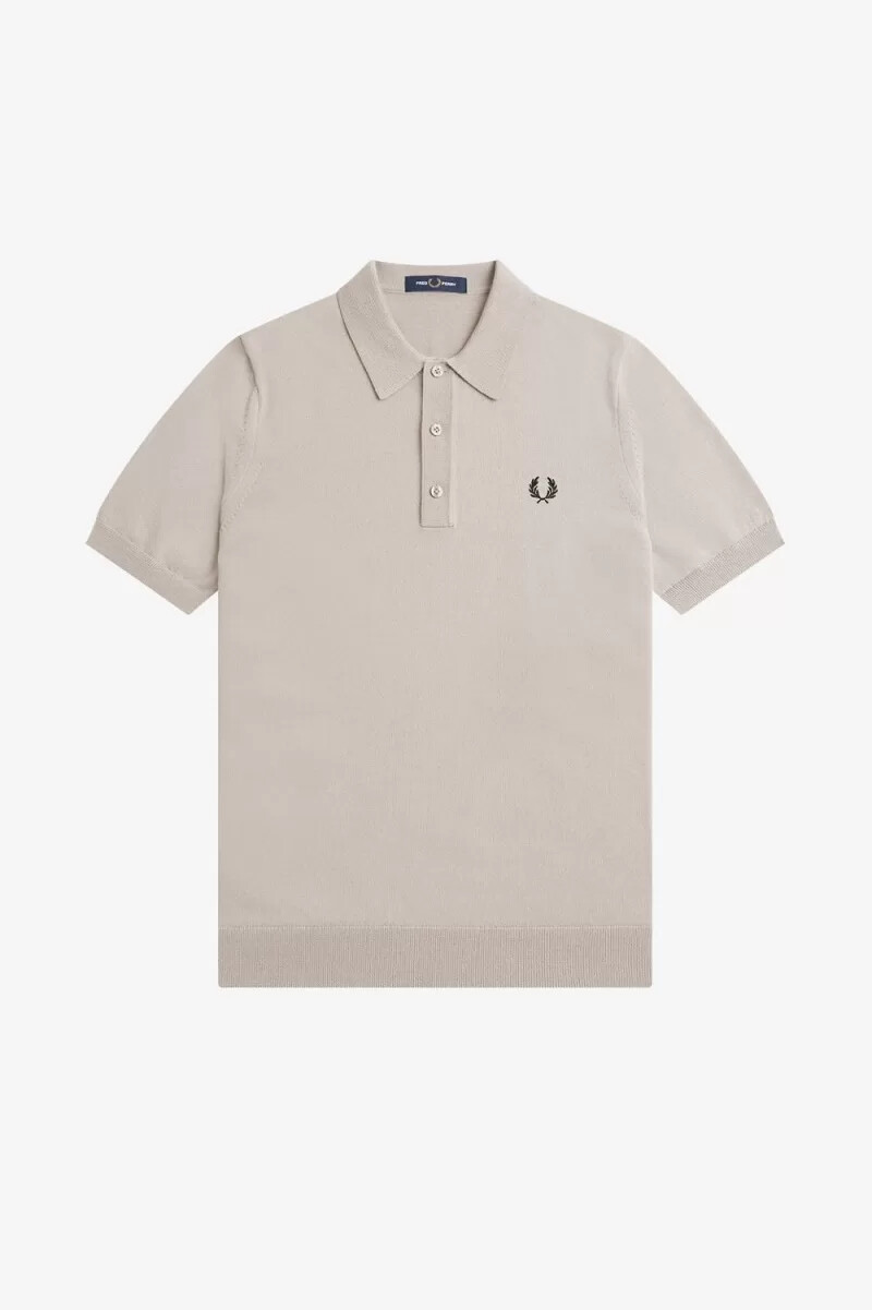 camisa clásica de punto fred perry para hombre color avena oscuro