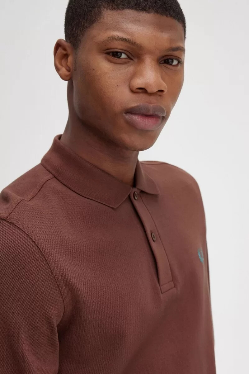 camisa fred perry m6006 para hombre color marrón whisky menta oscuro