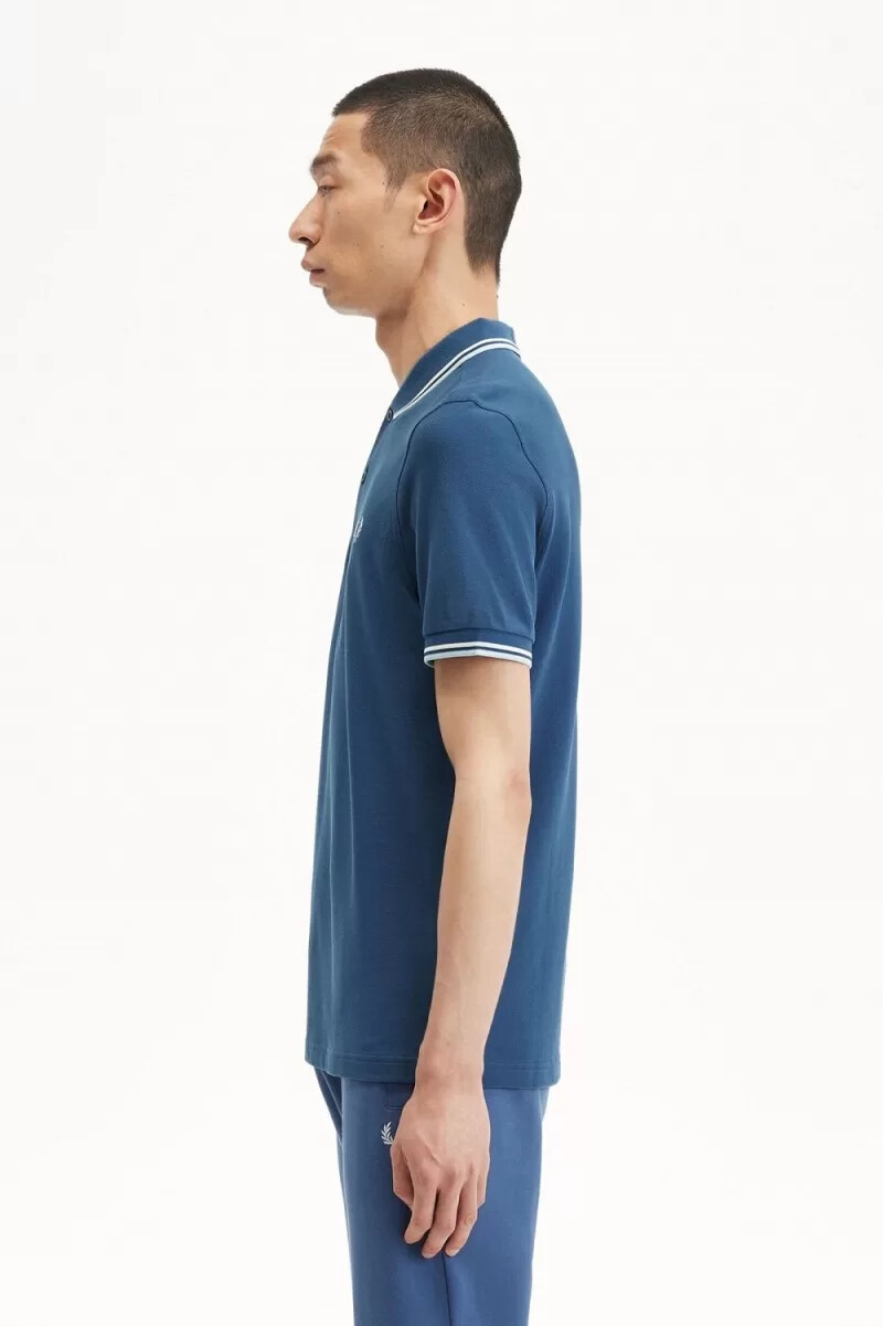 camisa fred perry m3600 para hombre azul medianoche beige aguamarina claro