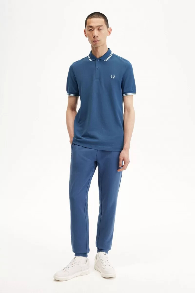 camisa fred perry m3600 para hombre azul medianoche beige aguamarina claro