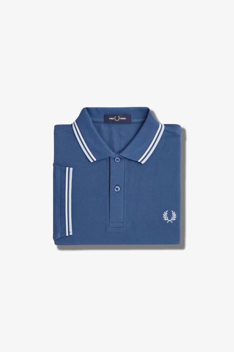 camisa fred perry m3600 para hombre azul medianoche beige aguamarina claro