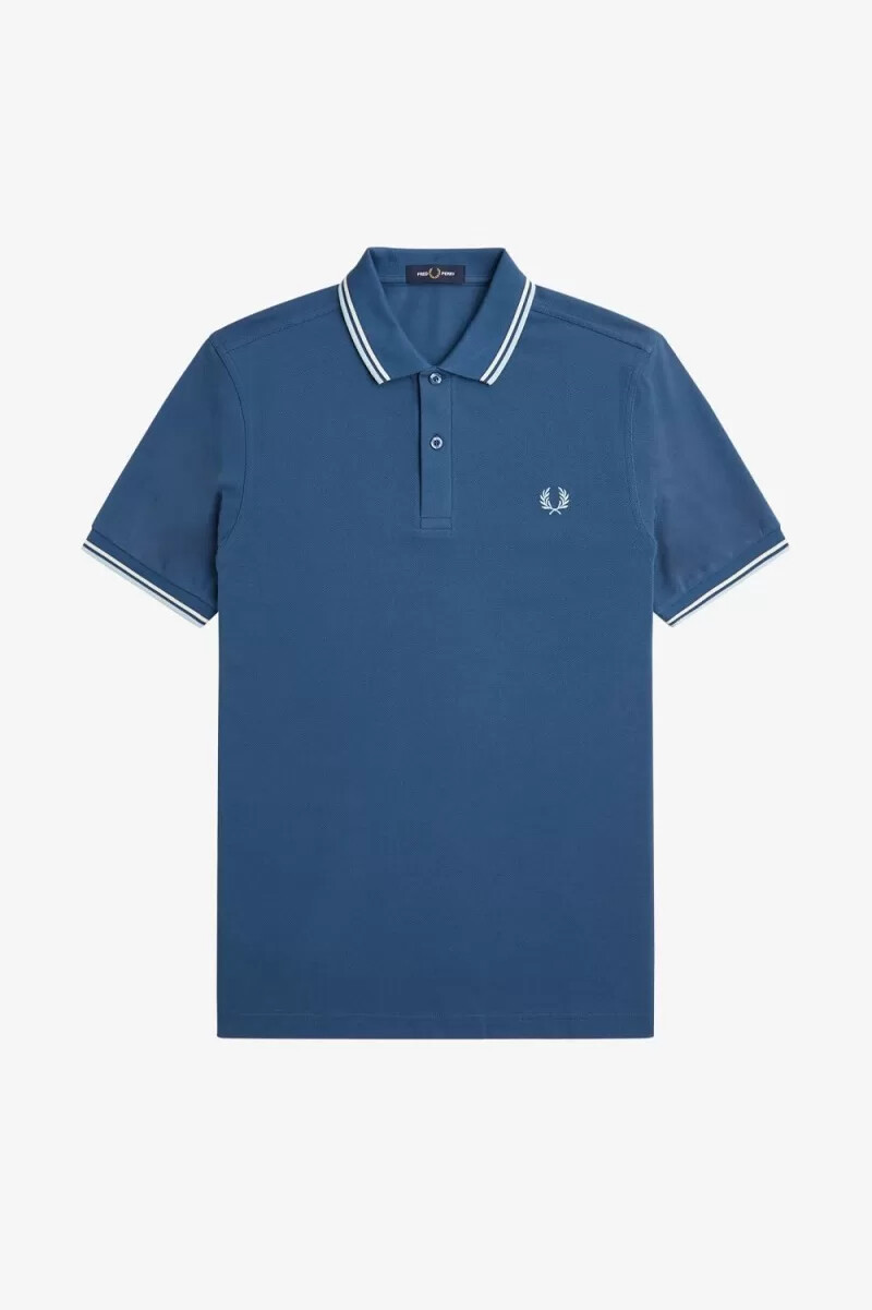 camisa fred perry m3600 para hombre azul medianoche beige aguamarina claro