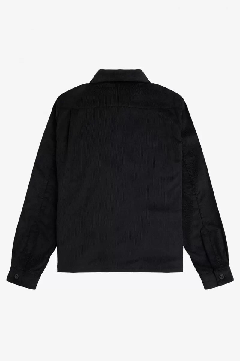 camisa negra de fred perry needlecord para hombre