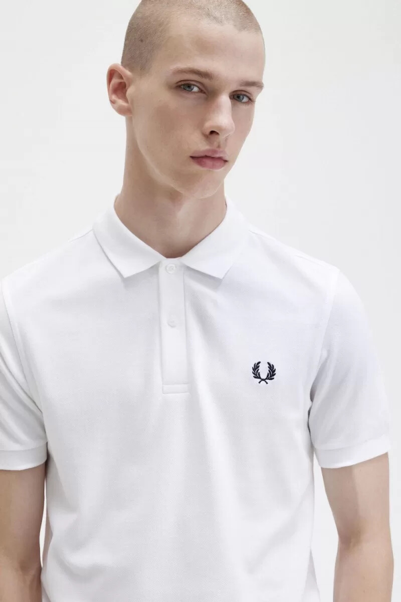 camisa fred perry m6000 para hombre blanca y azul marino