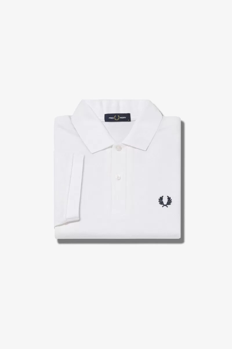 camisa fred perry m6000 para hombre blanca y azul marino