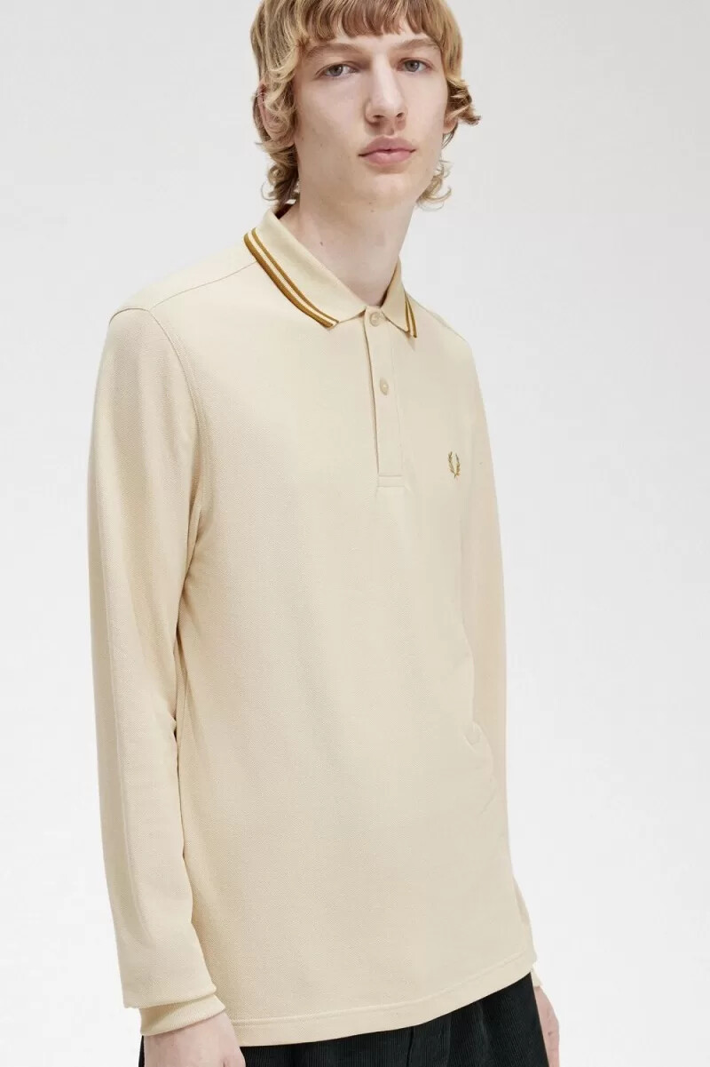 camisa fred perry m3636 para hombre color avena café oscuro café oscuro