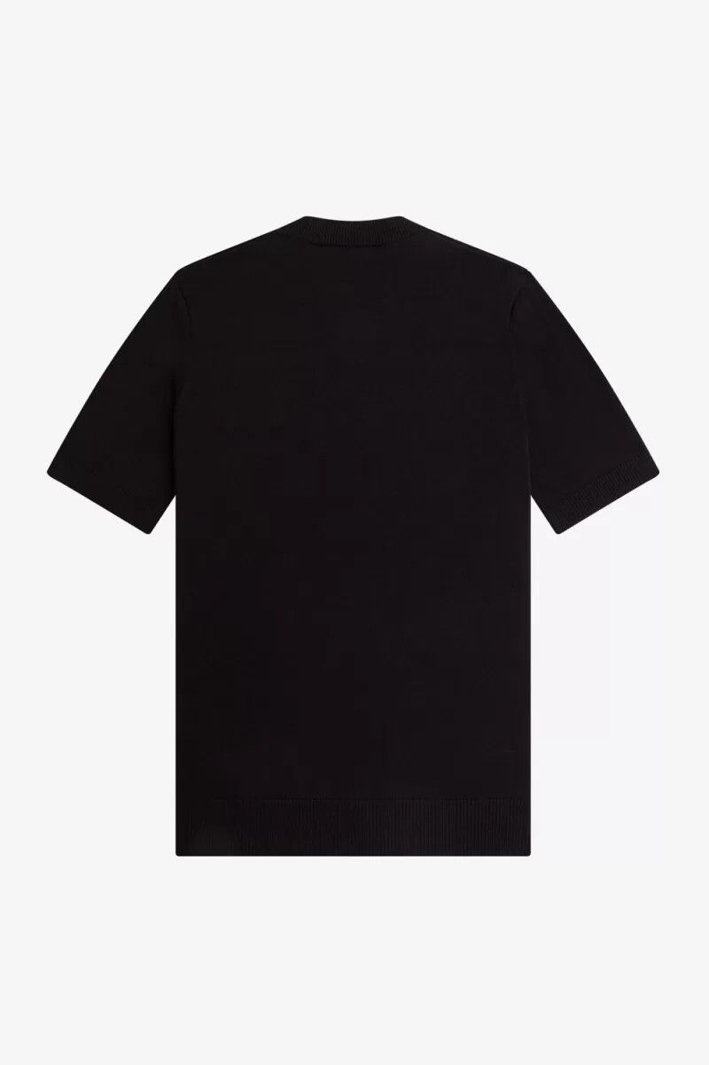 camisa henley con puntada de gofre de fred perry para hombre color negro