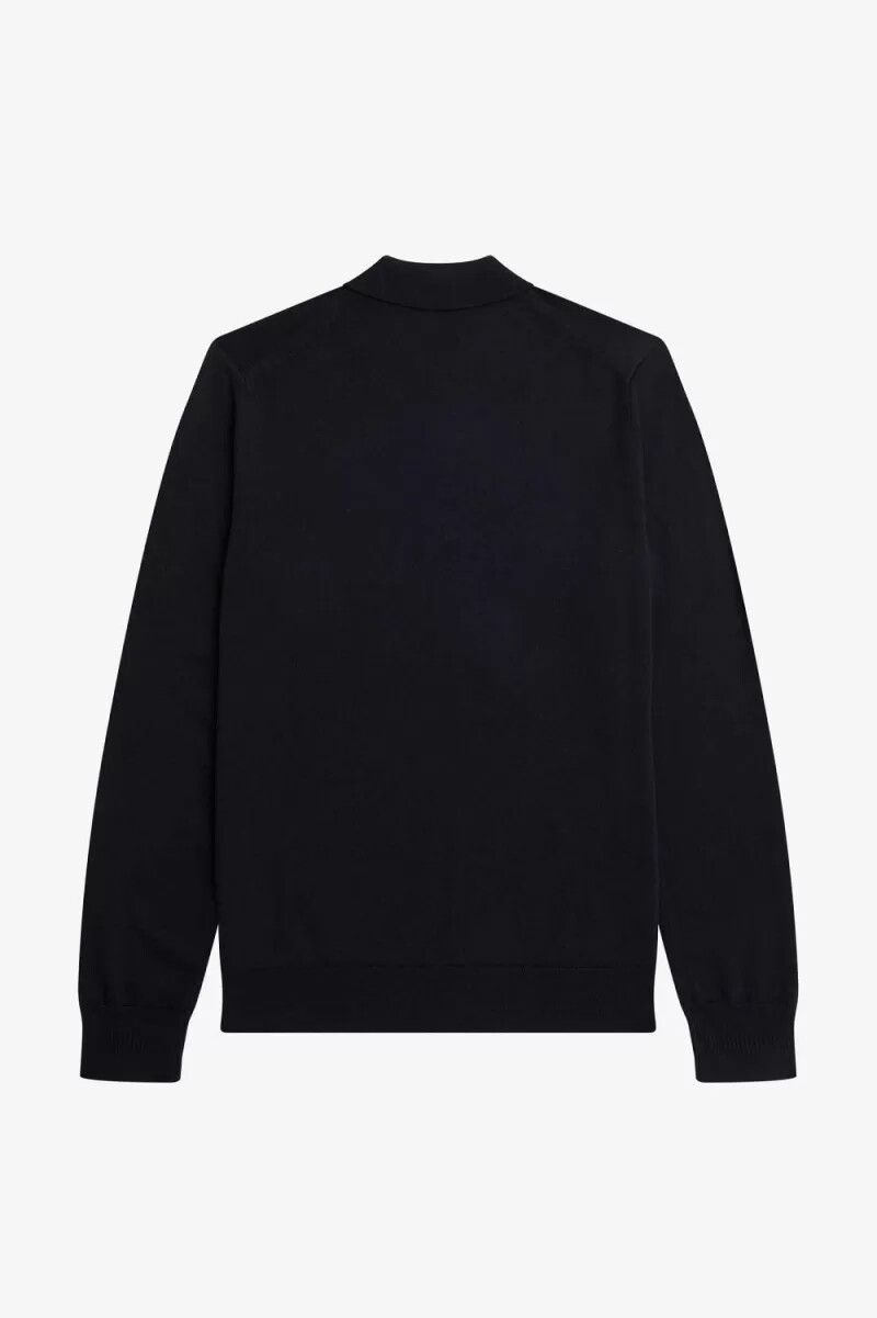 camisa de punto de manga larga fred perry para hombre azul marino