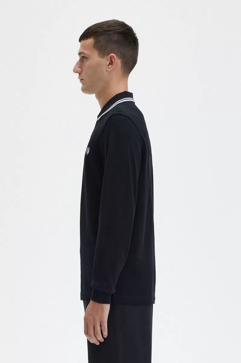 camisa fred perry m3636 para hombre negra y blanca