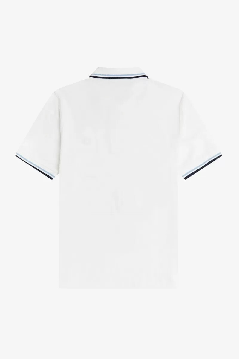 camisa fred perry m12 para hombre color blanco aguamarina y azul marino