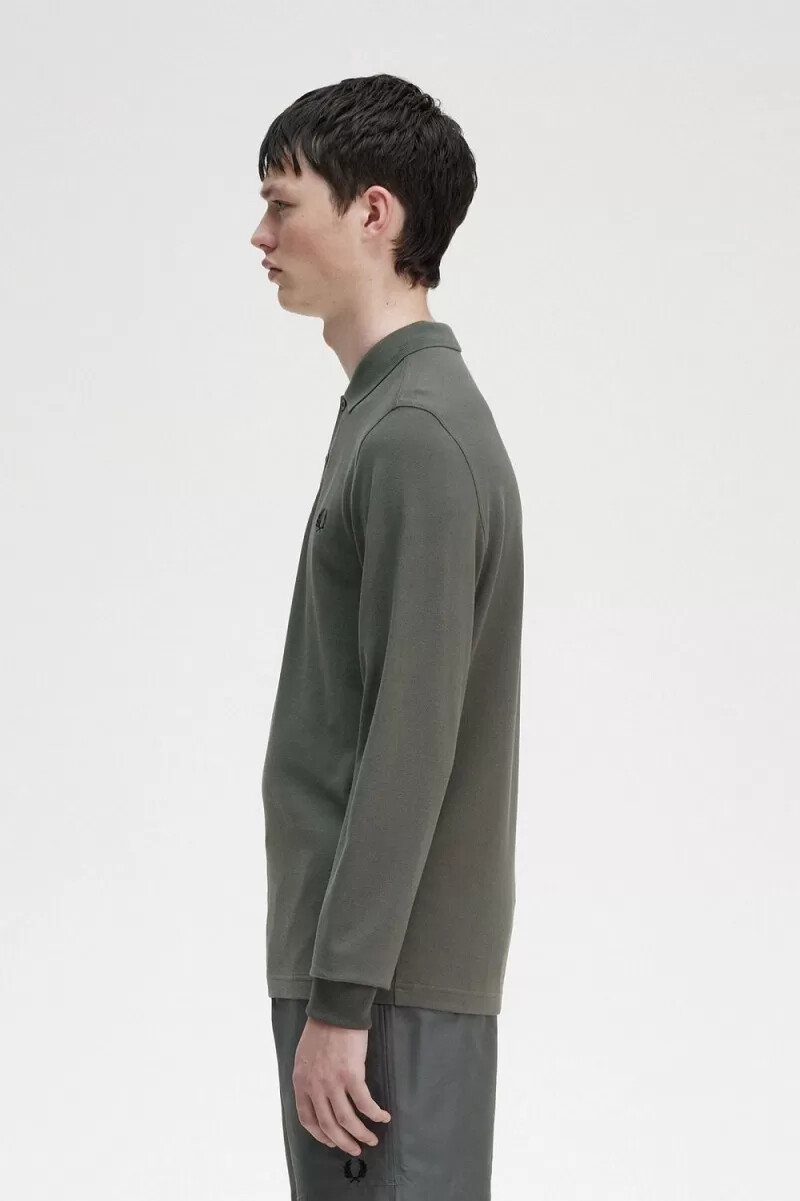 camisa fred perry m6006 para hombre verde campo