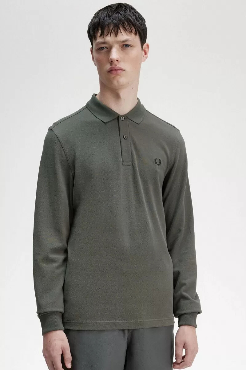 camisa fred perry m6006 para hombre verde campo