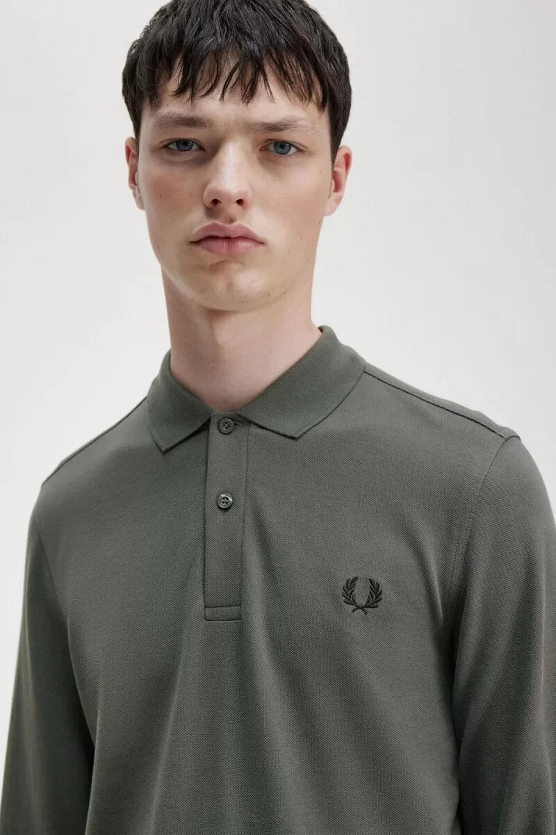 camisa fred perry m6006 para hombre verde campo
