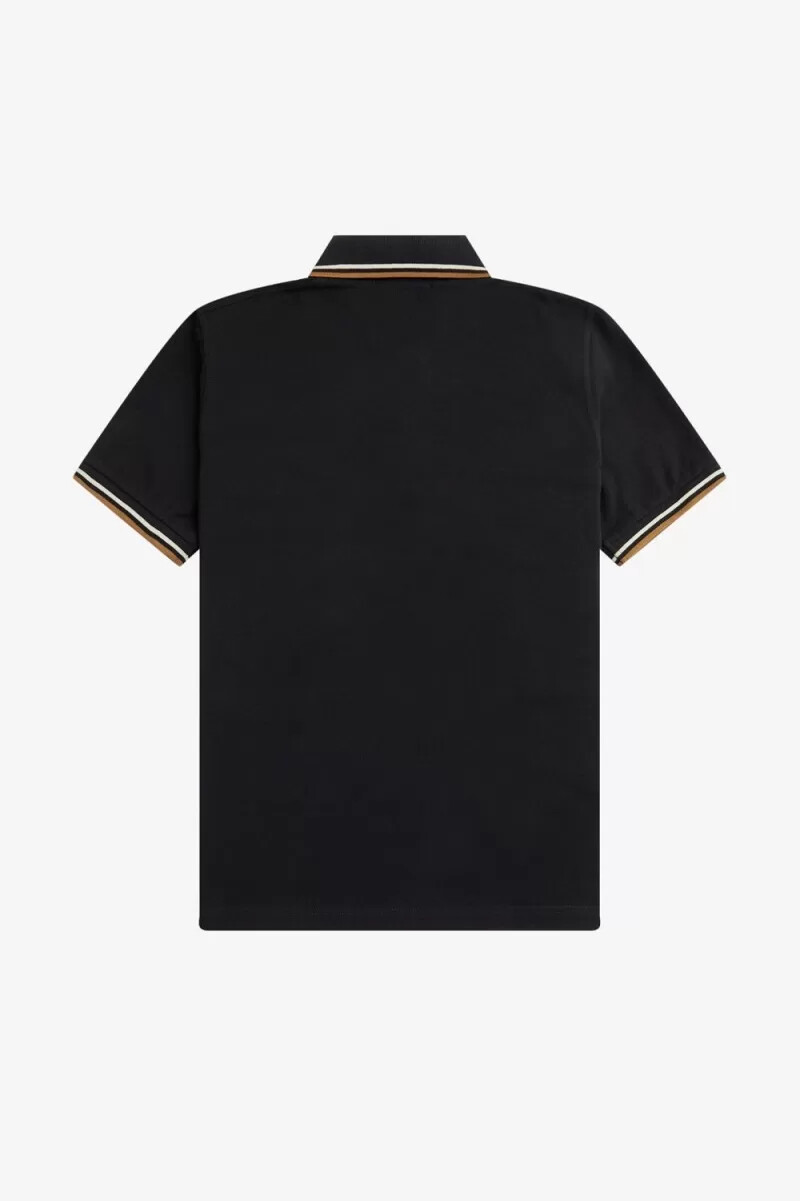 camisa fred perry m12 para hombre color negro avena y café oscuro