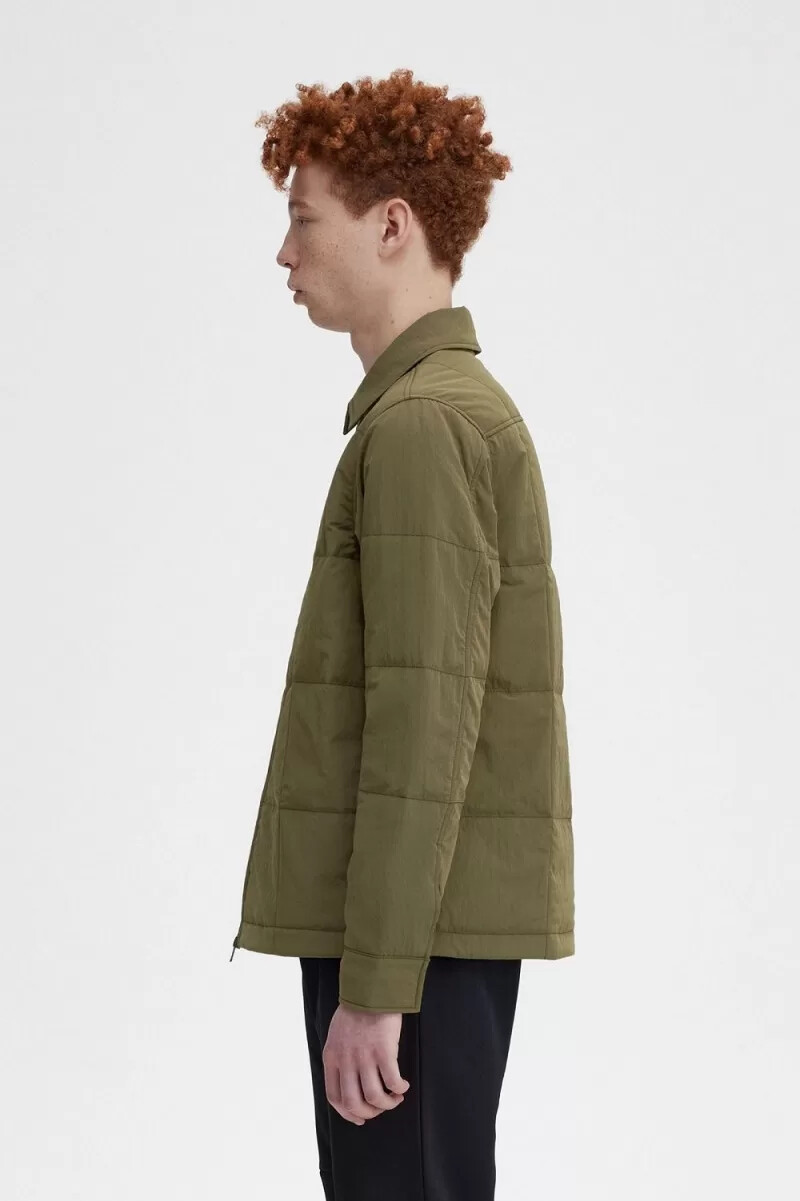 camisa acolchada fred perry para hombre color verde uniforme