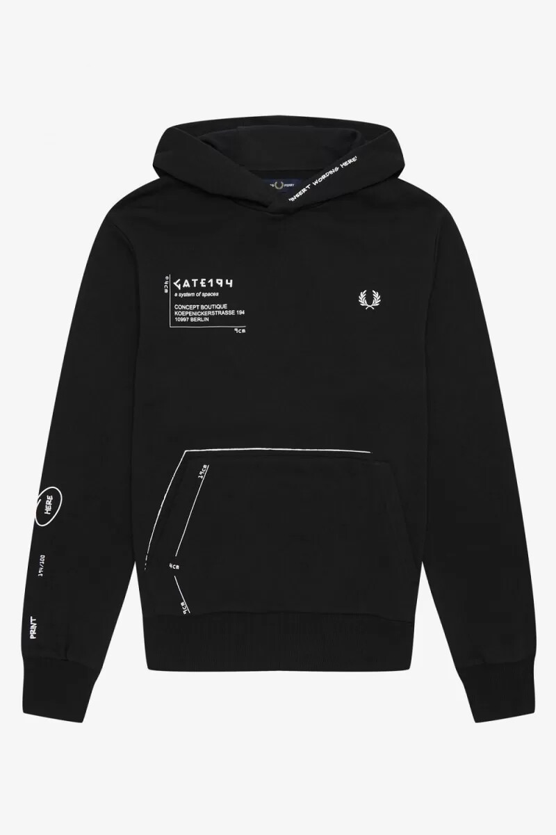 sudadera con capucha estampada fred perry para hombre color negro