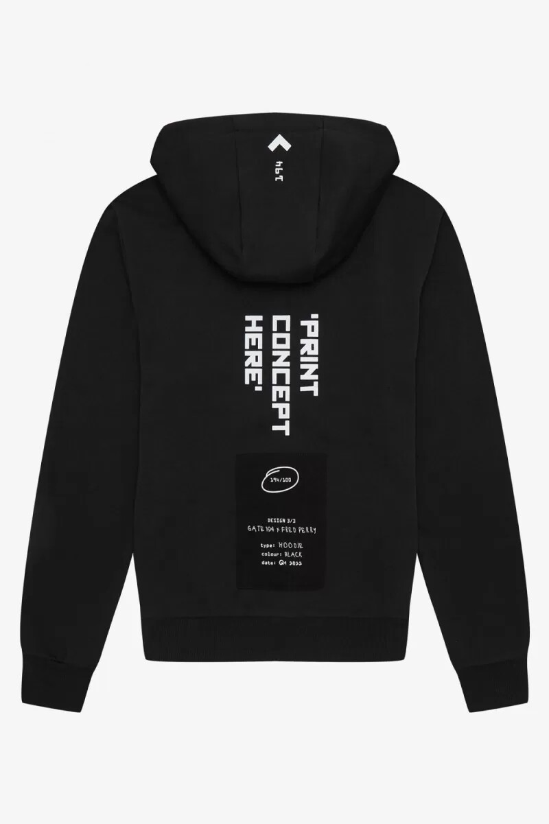 sudadera con capucha estampada fred perry para hombre color negro