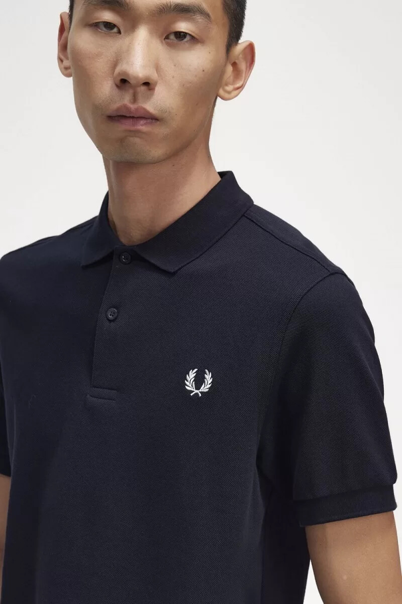 camisa fred perry m6000 para hombre azul marino blanco nieve