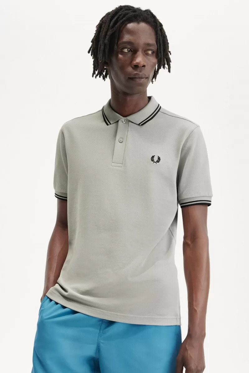 camisa fred perry m3600 para hombre gris y negra