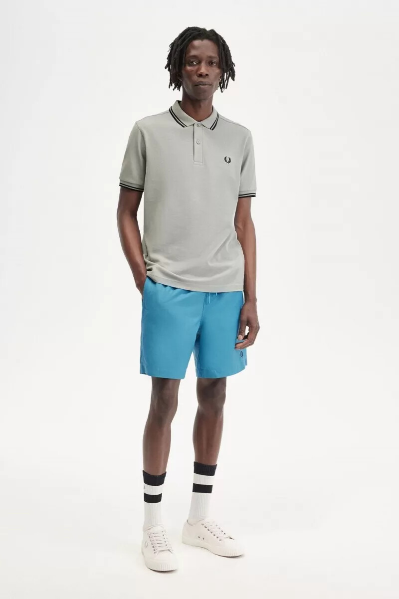 camisa fred perry m3600 para hombre gris y negra