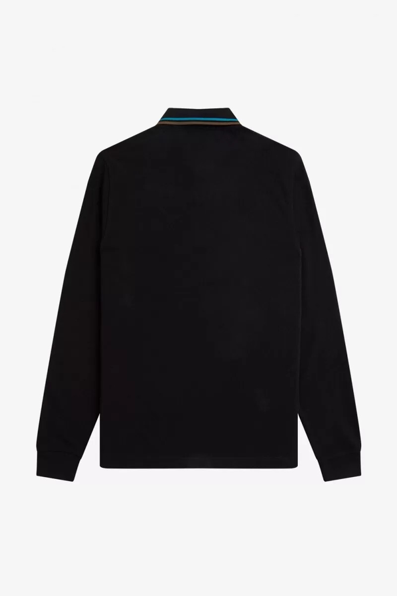 camisa fred perry m3636 para hombre color negro azul cibernético uniforme verde