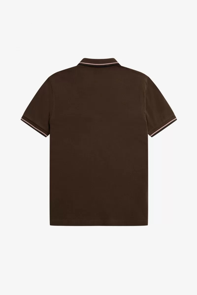 camisa fred perry m3600 para hombre color tabaco quemado rosa oscuro y negro