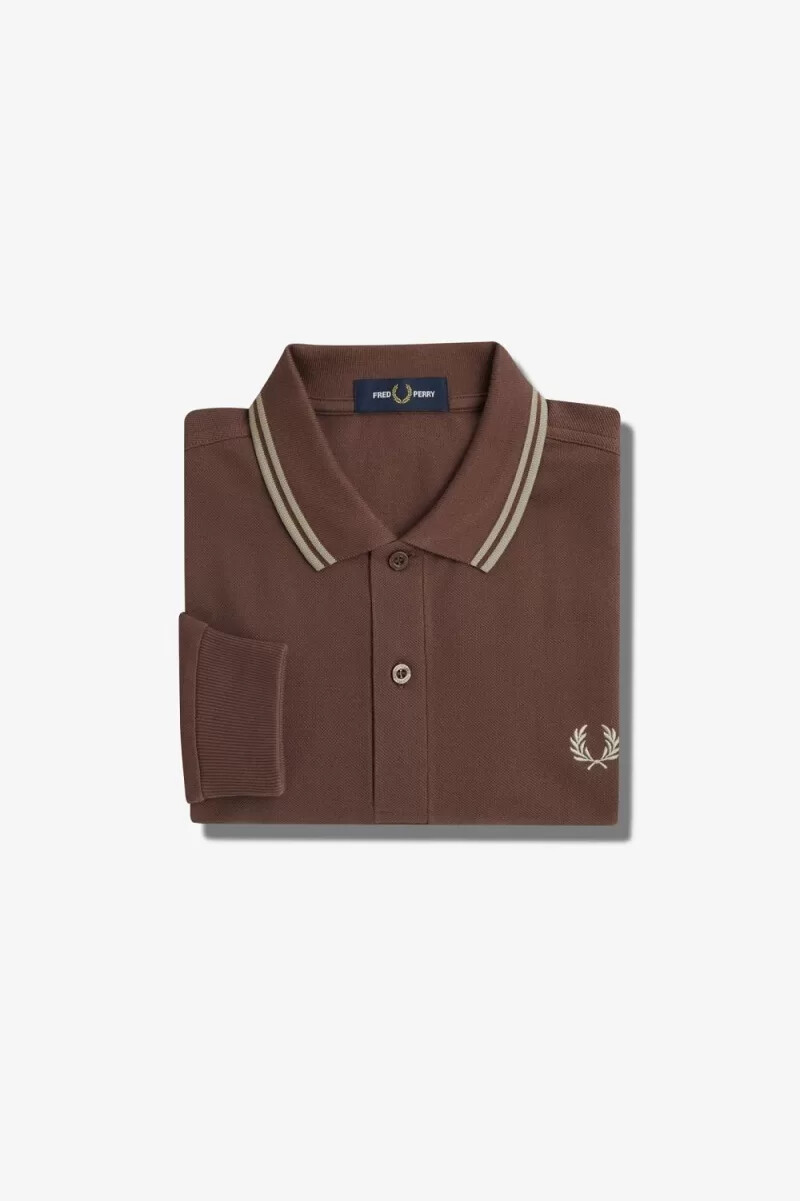 camisa fred perry m3636 para hombre color rojo oscuro y gris cálido