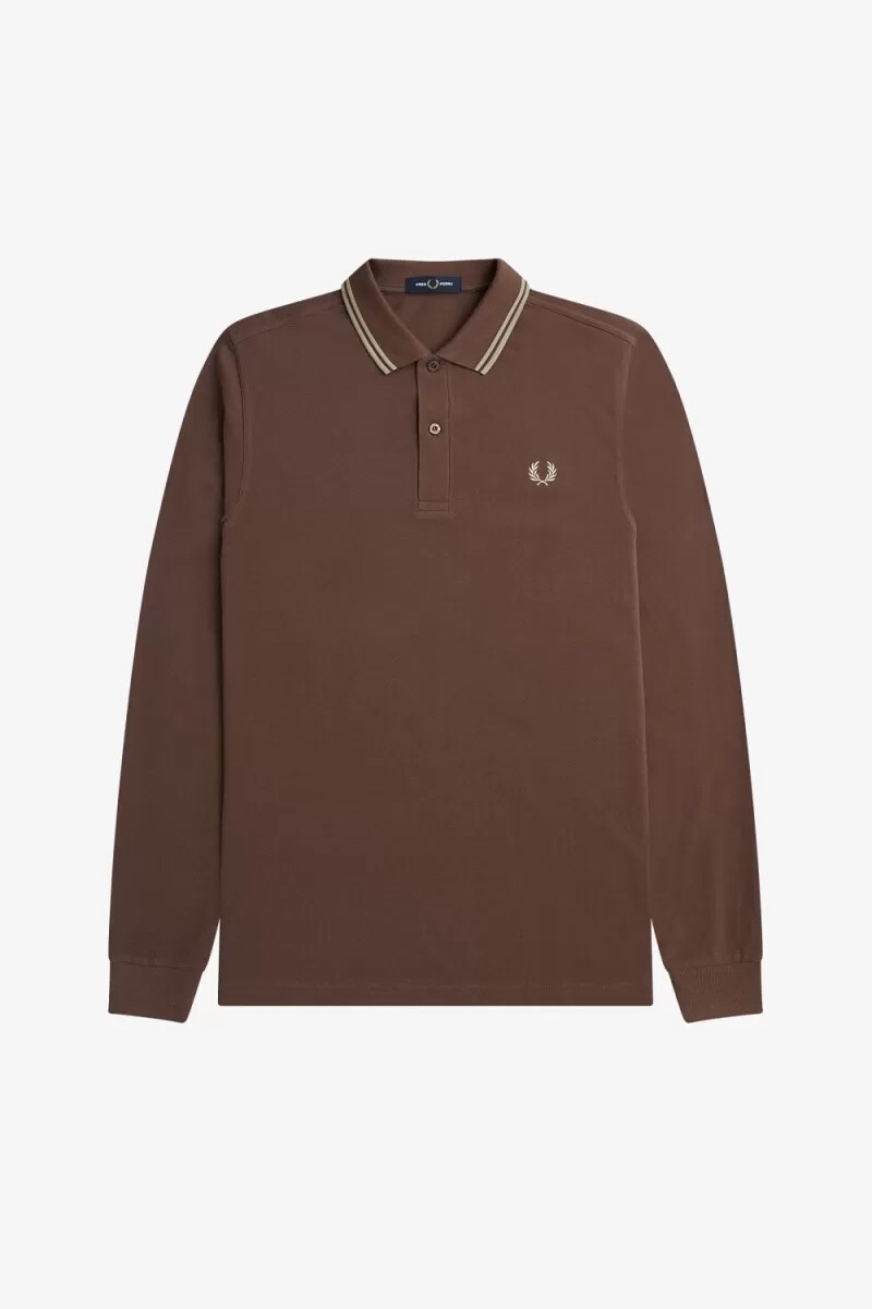 camisa fred perry m3636 para hombre color rojo oscuro y gris cálido