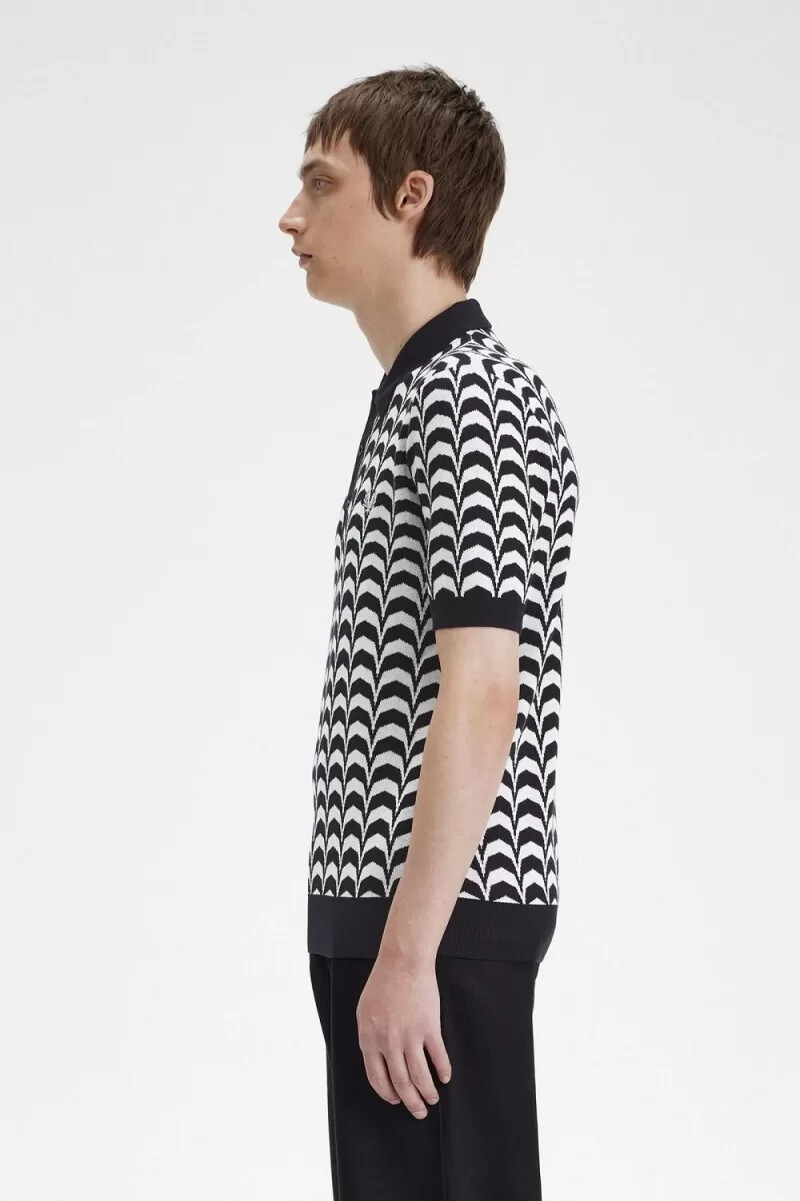 camisa de punto jacquard fred perry para hombre negra