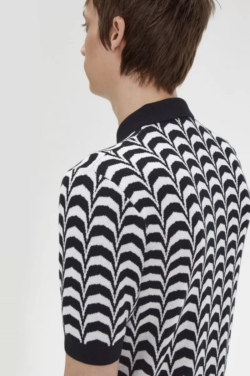 camisa de punto jacquard fred perry para hombre negra