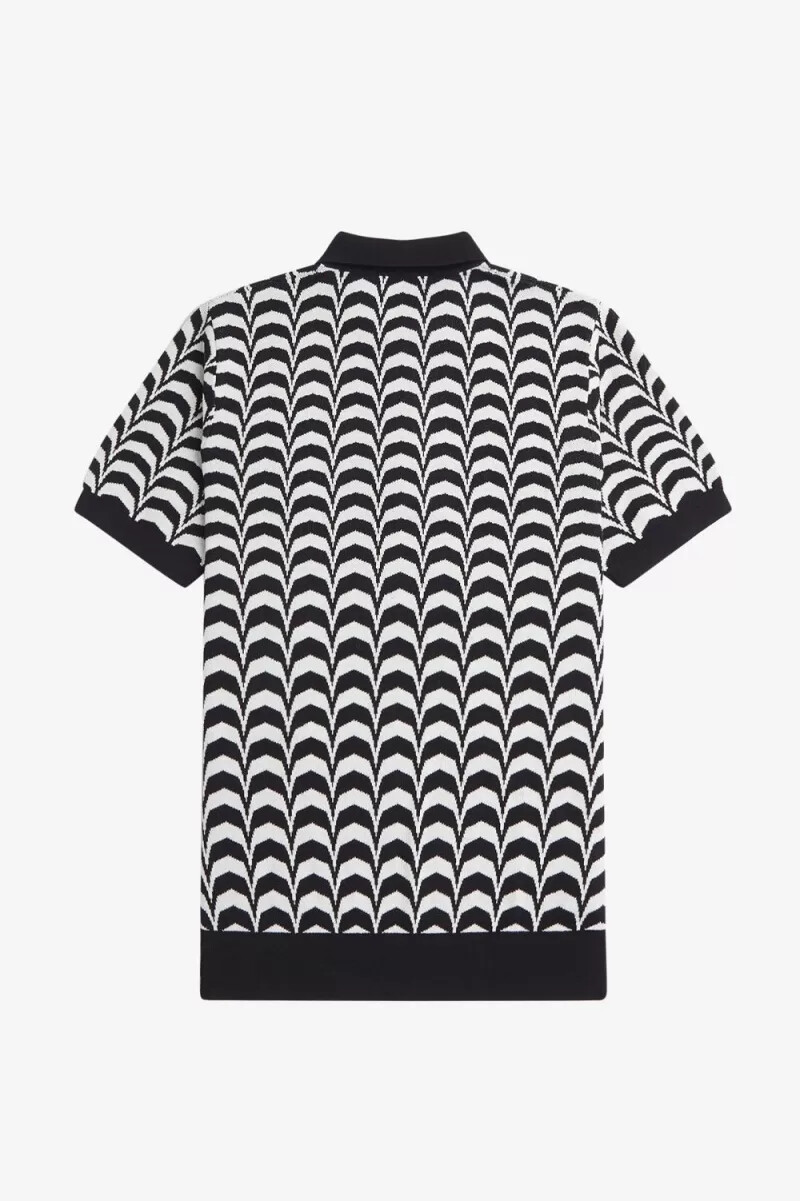 camisa de punto jacquard fred perry para hombre negra