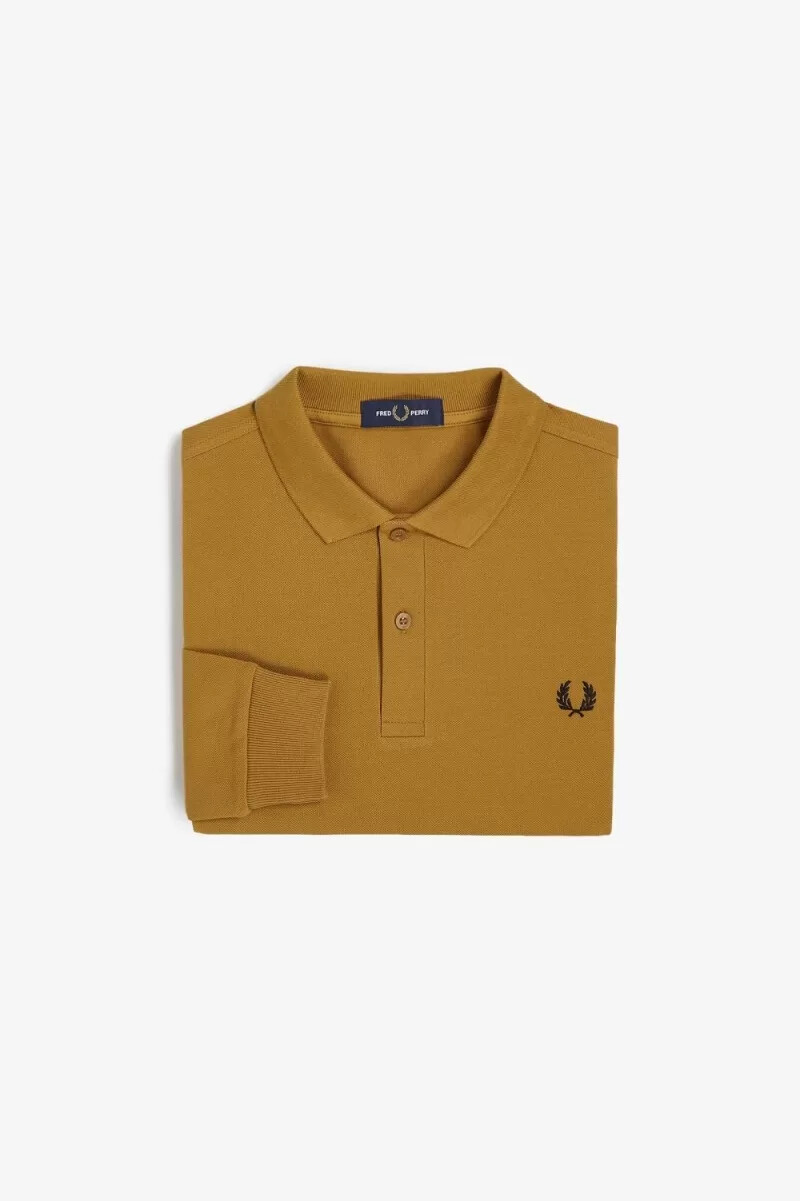 camisa fred perry m6006 para hombre color café oscuro y negro