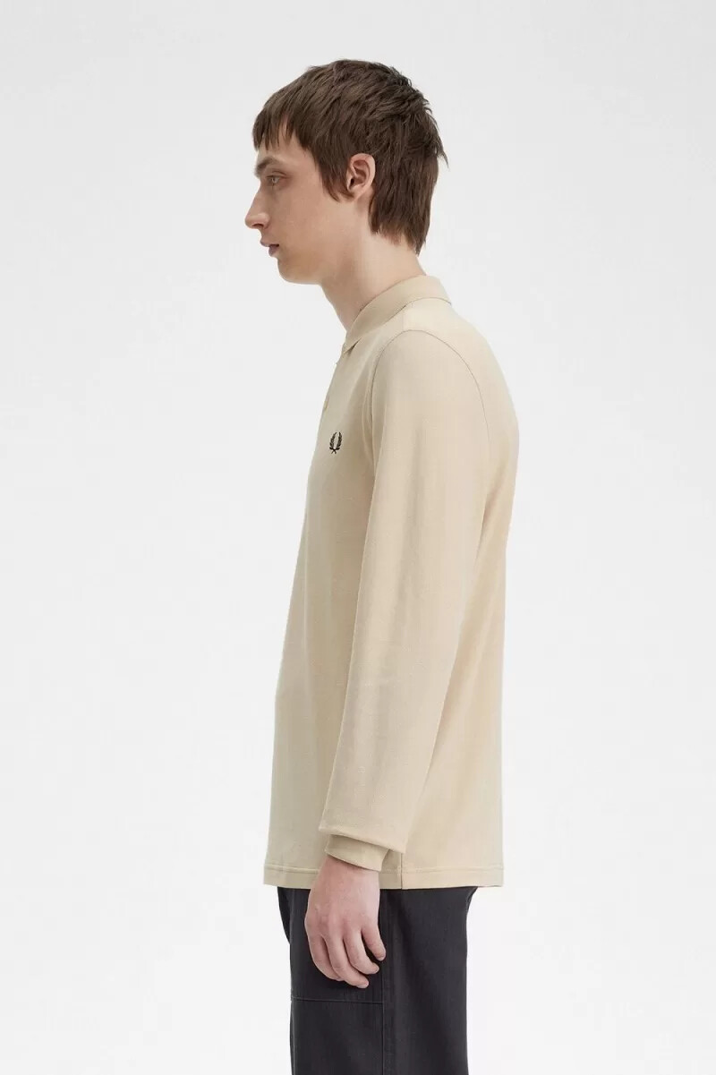 camisa fred perry m6006 para hombre color avena y negro
