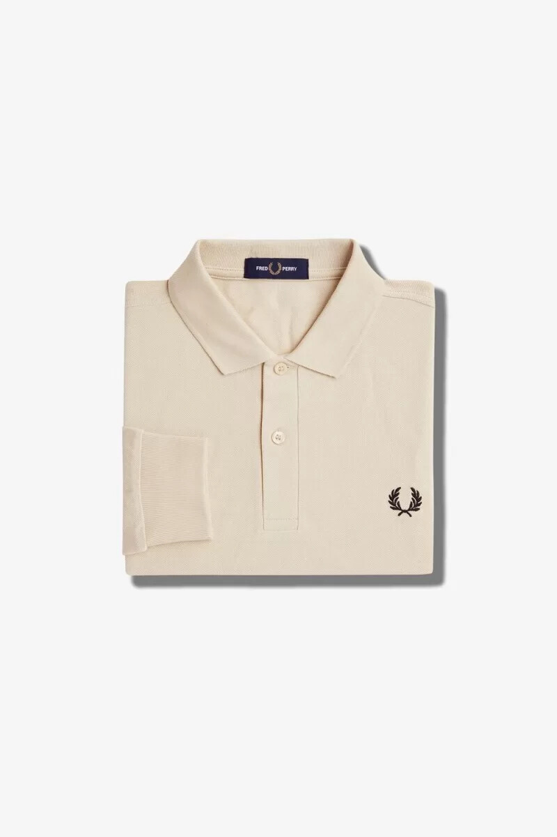 camisa fred perry m6006 para hombre color avena y negro