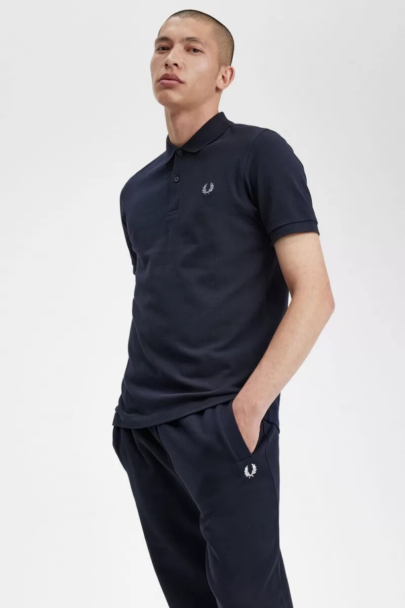 camisa fred perry m3 para hombre azul marino y aguamarina