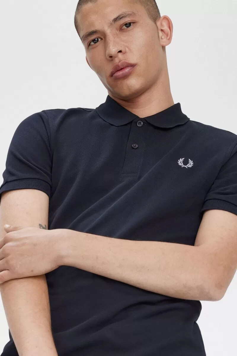 camisa fred perry m3 para hombre azul marino y aguamarina
