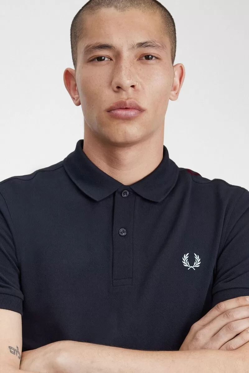camisa fred perry m3 para hombre azul marino y aguamarina