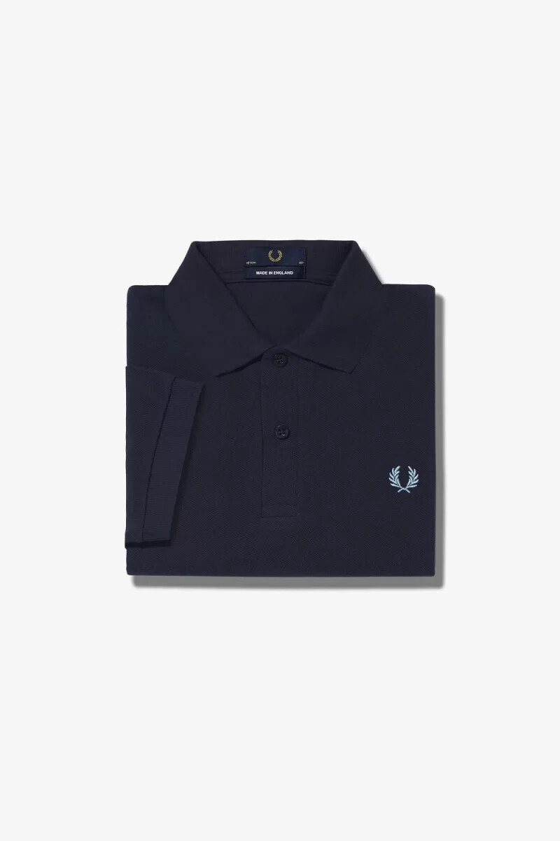 camisa fred perry m3 para hombre azul marino y aguamarina