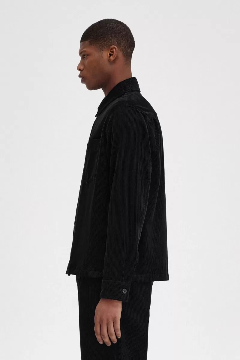 camisa de pana fred perry para hombre negra