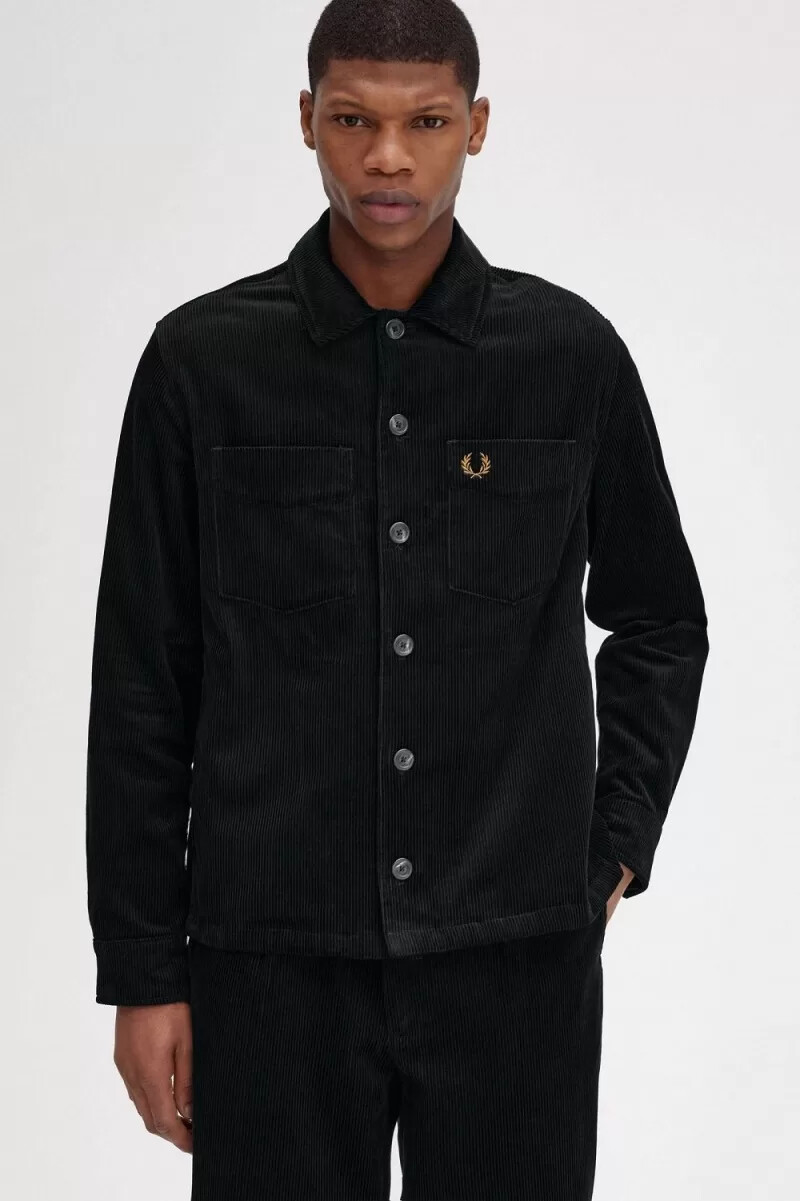 camisa de pana fred perry para hombre negra