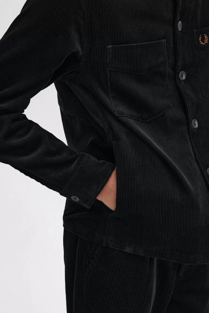 camisa de pana fred perry para hombre negra