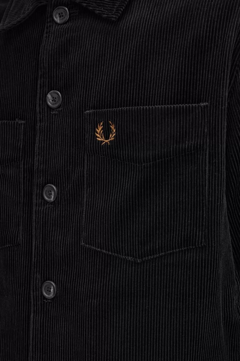 camisa de pana fred perry para hombre negra
