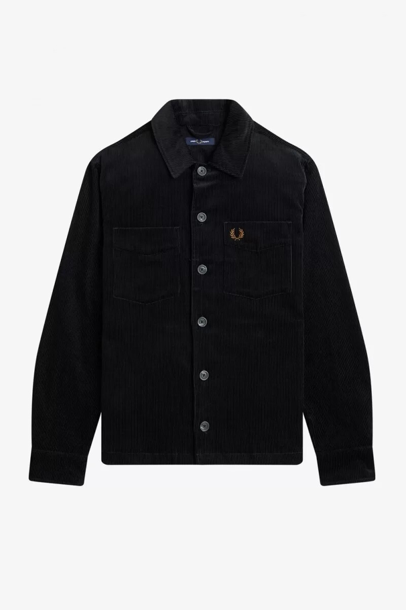 camisa de pana fred perry para hombre negra