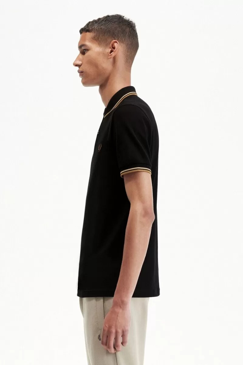 camisa fred perry m3600 para hombre negra verde y marrón